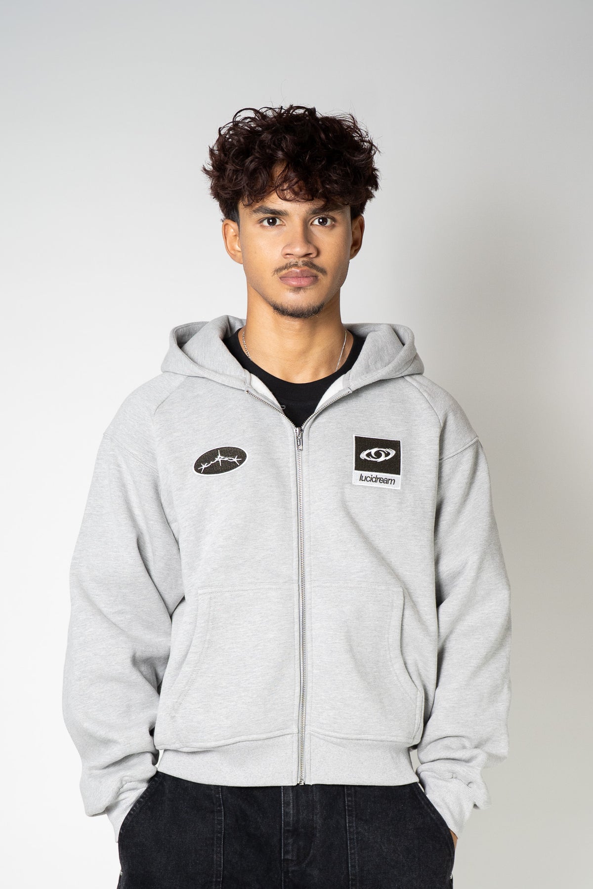 The full Light Grey Hoodie