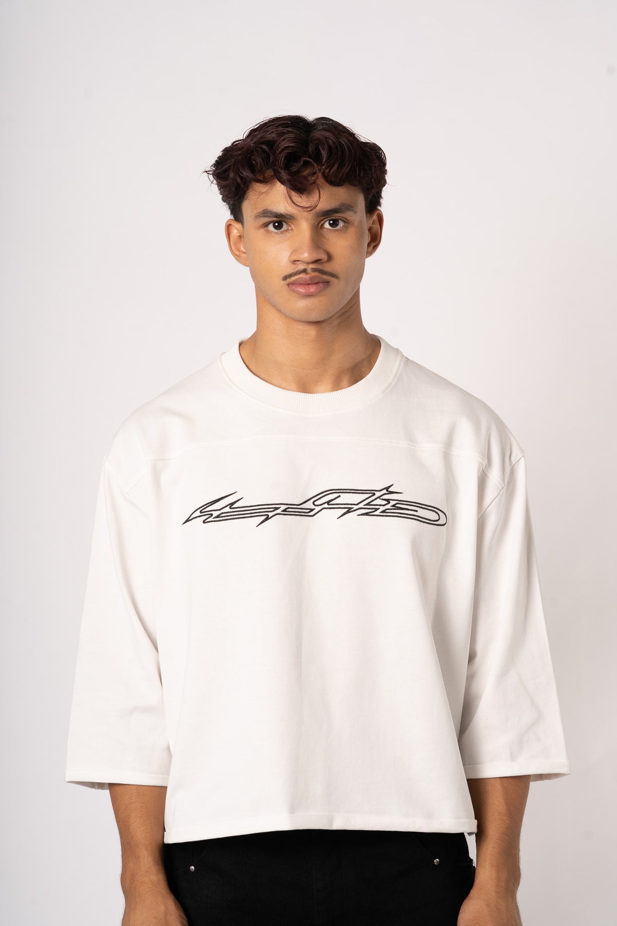 Star 3/4 T-shirt blanc - face
