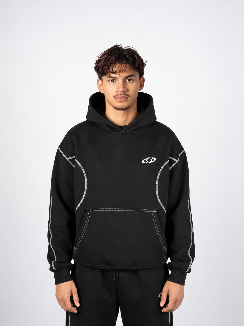 Hoodie Stitching noir, face