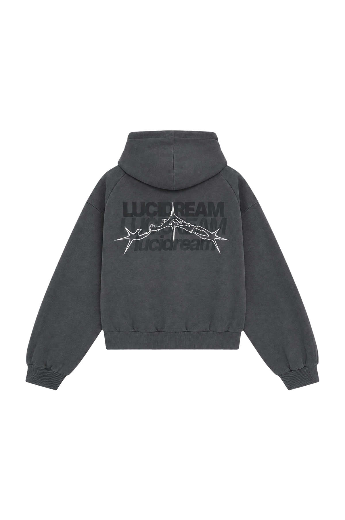 The full Dark Grey Hoodie — Packshot derrière